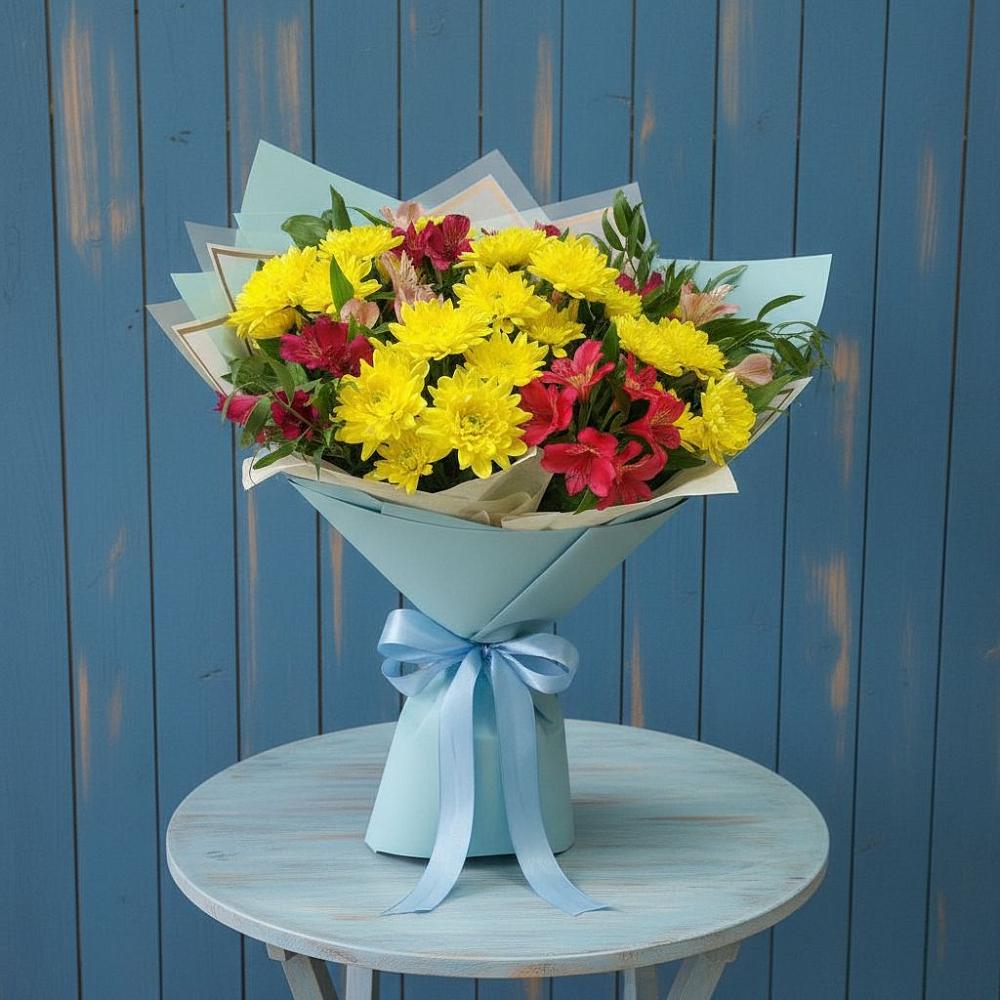 Букет цветов из: Альстромерии и Хризантемы в Плавске
