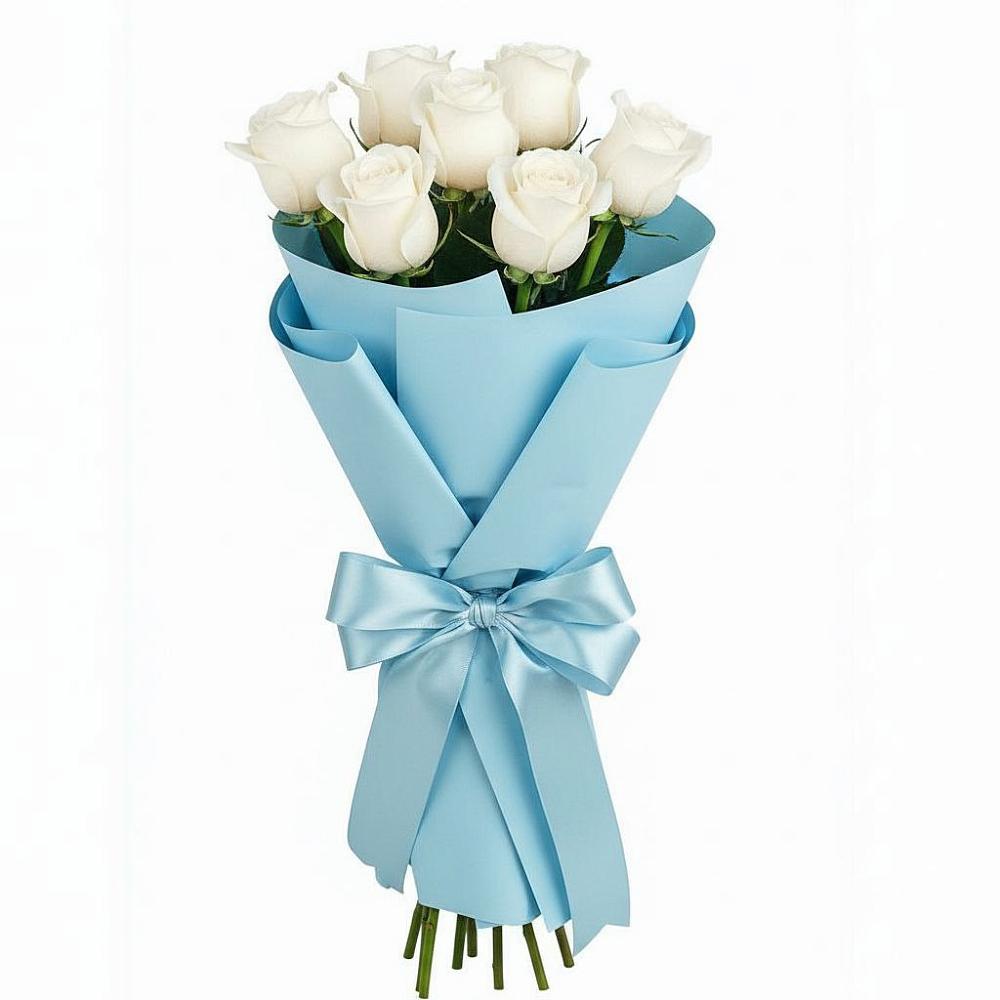 Букет 7 белых роз Проуд в Плавске