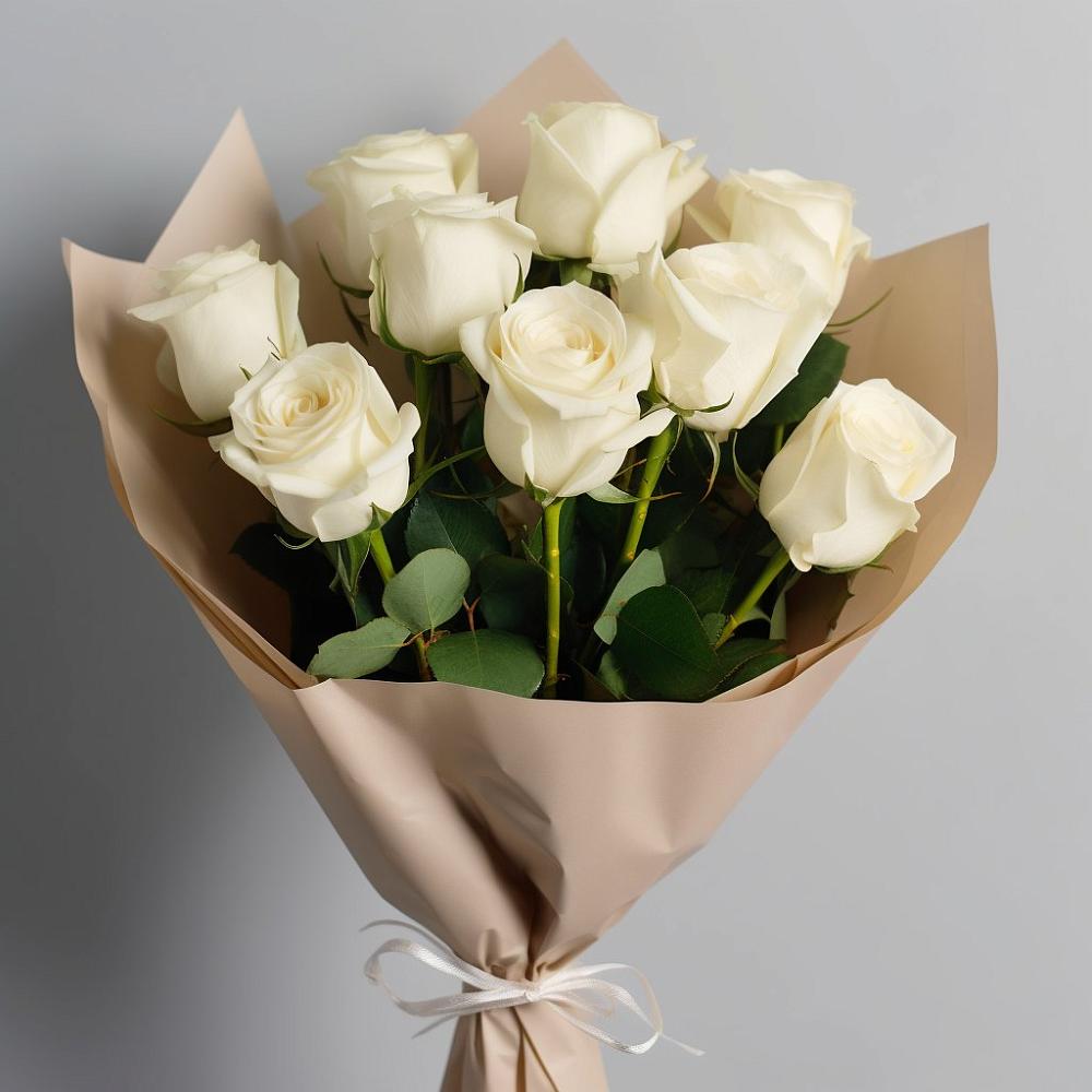 Букет 9 Белых роз Эдлесс Лав в Плавске