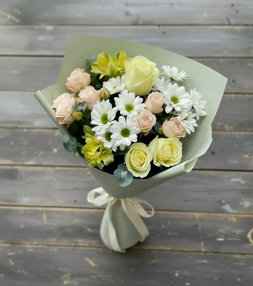 Букет цветов из: Альстромерии, Розы и Хризантемы в Плавске