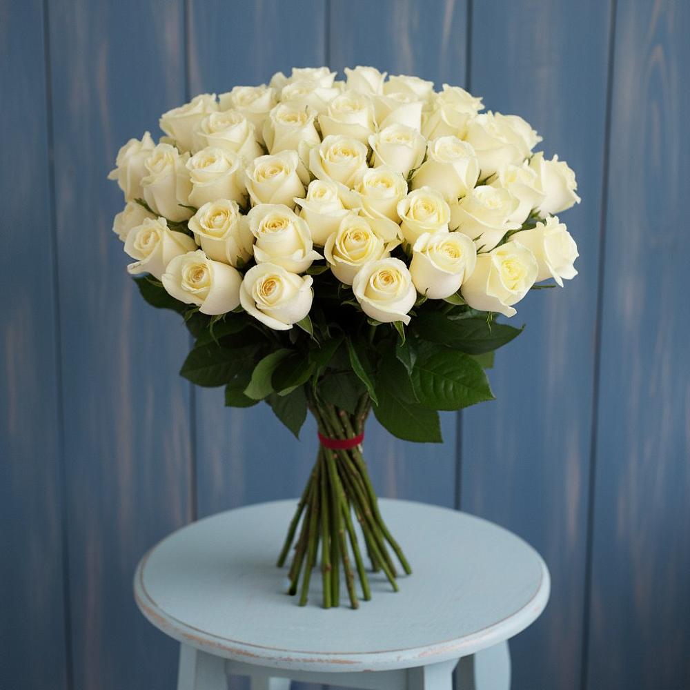 Букет 51 Белая роза Эдлесс Лав в Плавске