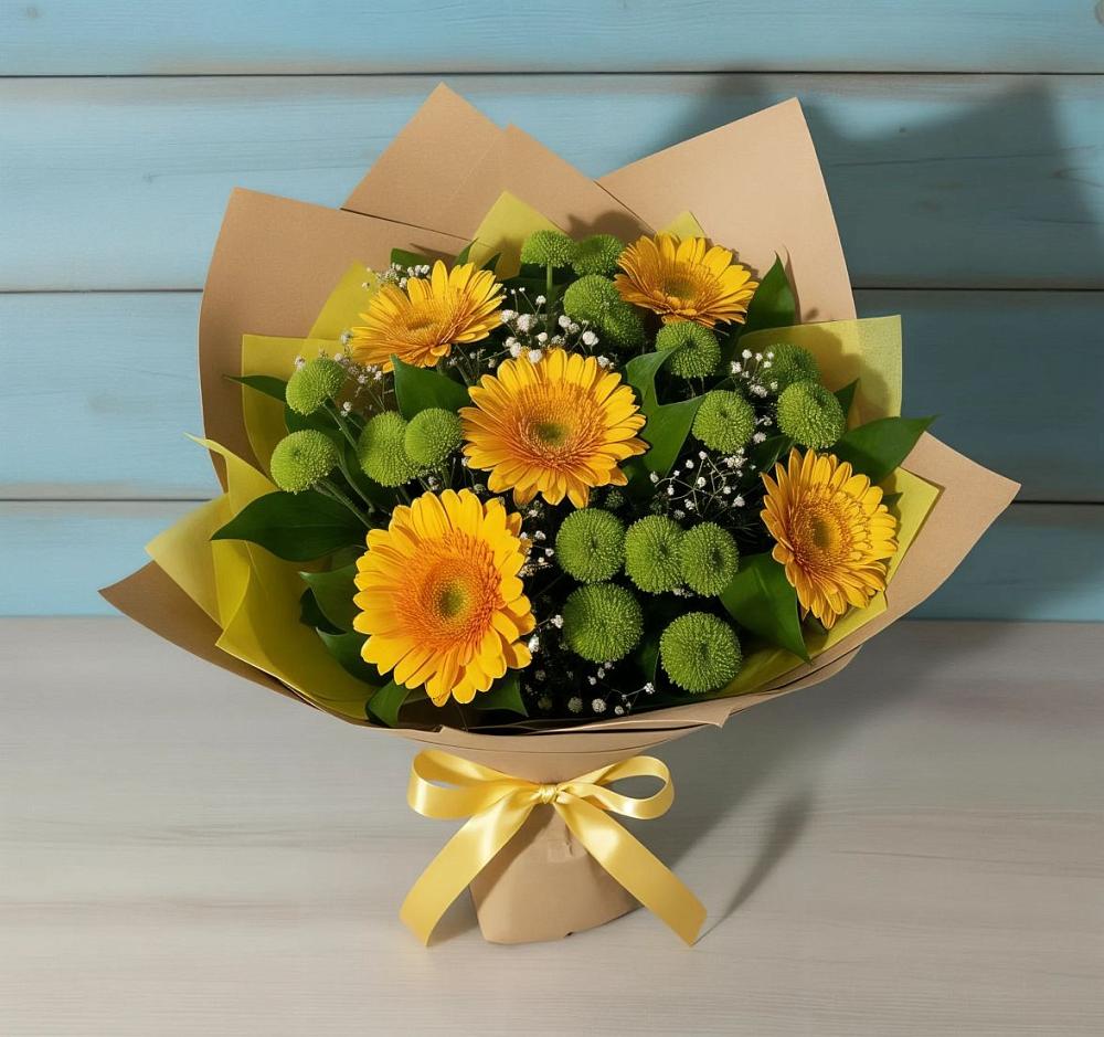 Букет цветов из: Герберы и Хризантемы в Плавске