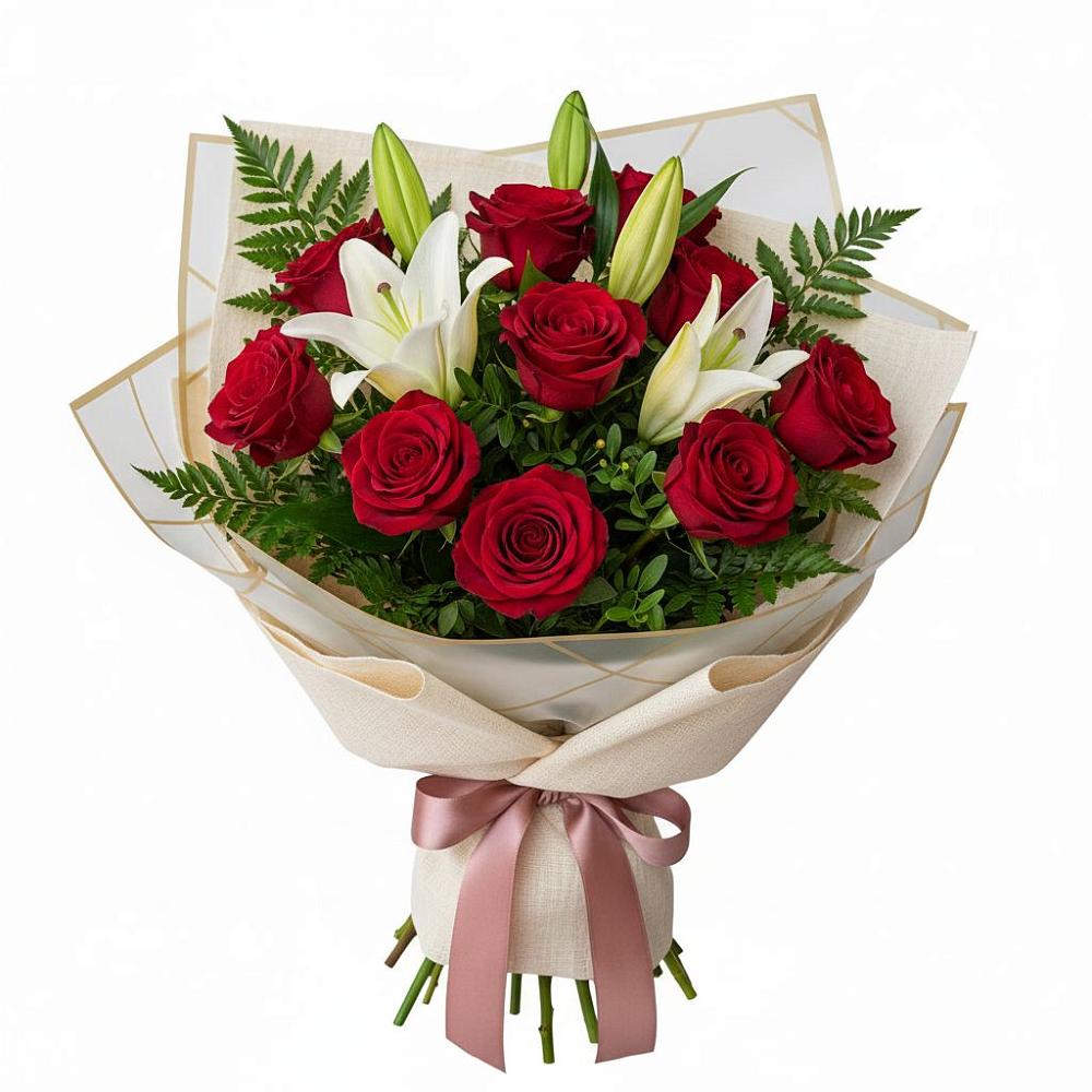 Букет цветов из: Лилии и Розы в Плавске