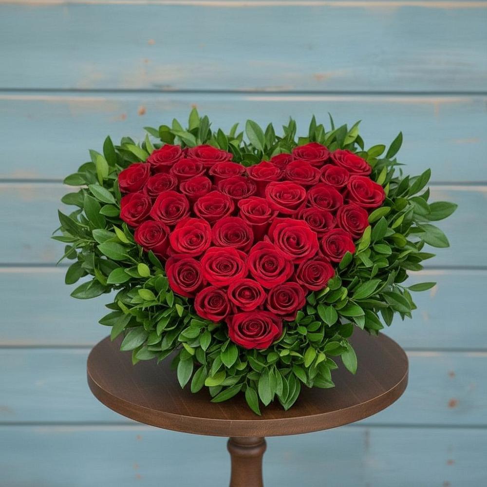 Цветочная композиция из Розы в виде сердца в Плавске