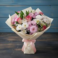 Букет цветов из:  Хризантемы, Альстромерии и Розы в Плавске
