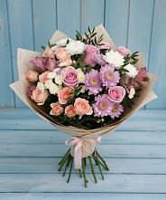 Букет цветов из:  Хризантемы, Розы и Альстромерии в Плавске