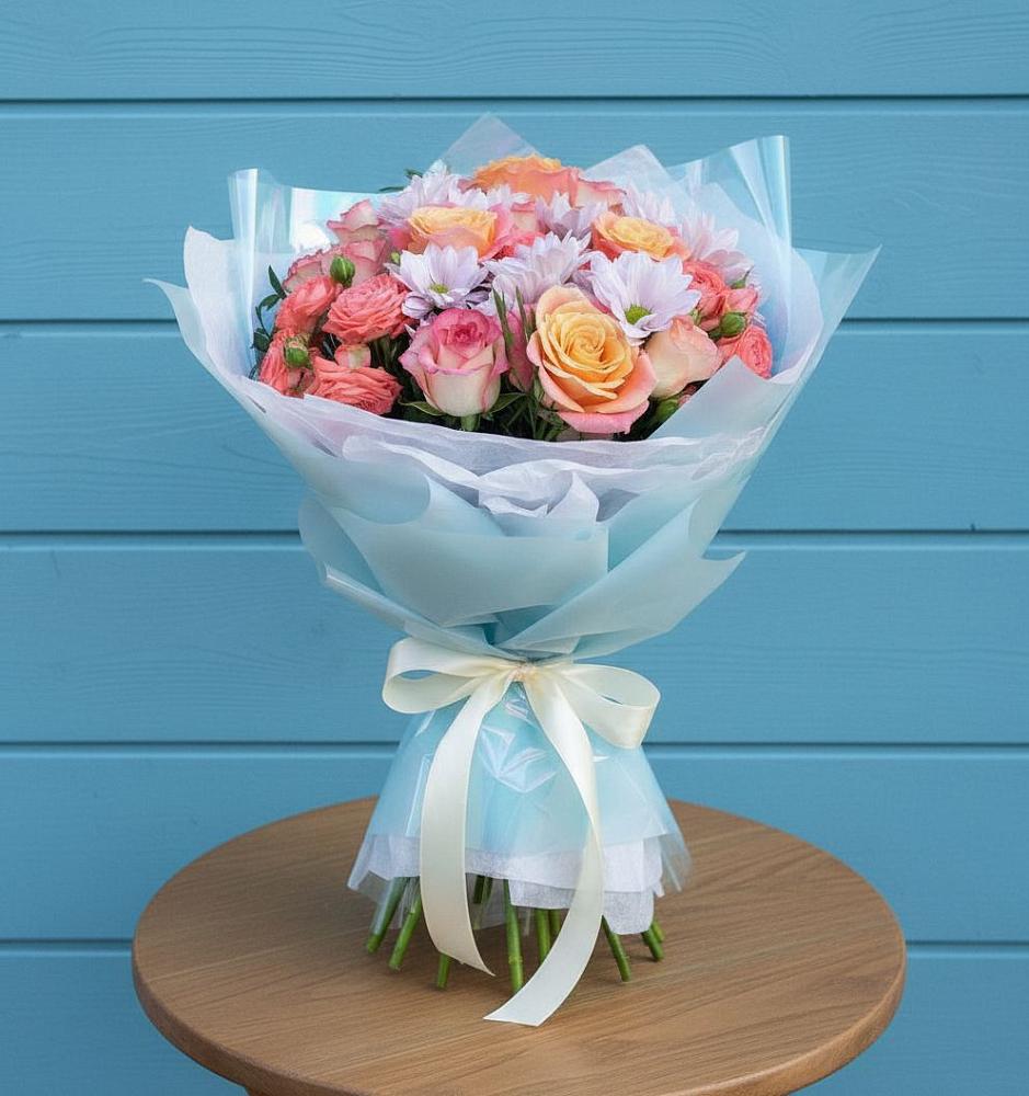 Букет цветов из: Хризантемы и Розы в Плавске