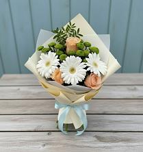 Букет цветов из:  Герберы, Розы и Хризантемы в Плавске
